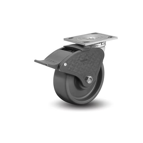 4" X 2" Non-Marking Elastomer Swivel Caster, Total Lock Brake, Loads Up To 1000, Albion, Mfr#: 16SE04228ST