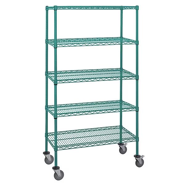 Mobile Stem Caster Cart, Green, 5 Shelves, Quantum Storage Systems, Mfr#: M2448P47-5