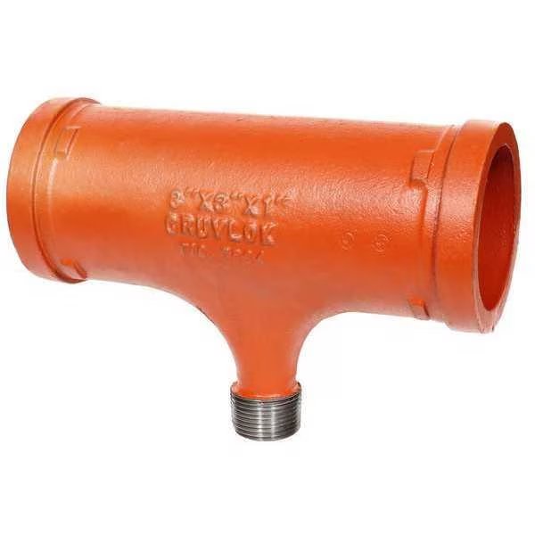 Branch Tee, Ductile Iron, 4 x 4 x 1 in, Gruvlok, Mfr#: 0390122885
