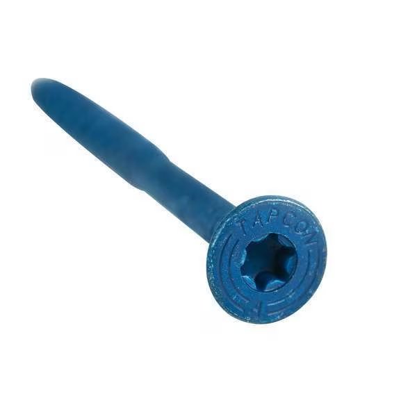 Tapcon Masonry Screw, 1/4" Dia., Flat, 5 in L, Steel Blue Climaseal, 100 PK, Tapcon, Mfr#: 3197407V2