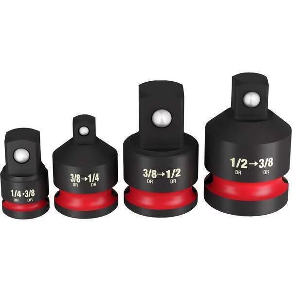 4 pc. SHOCKWAVE Impact Duty 1/4 in. - 1/2 in. Drive Adapter and Reducer Set, Milwaukee Tool, Mfr#: 49-66-6742