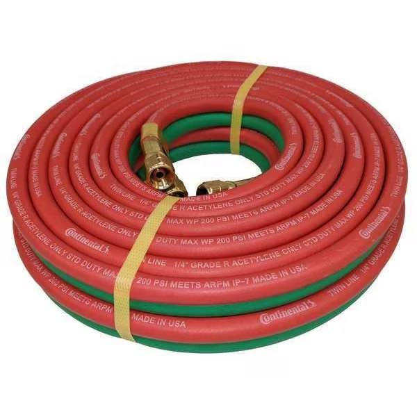 Twin Line Welding Hose, 1/4", 12 ft., Continental, Mfr#: TWR-04-012BB