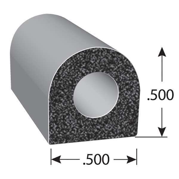 Foam Rubber Seal w/Adhesive Back, 0.5 in, Fairchild, Mfr#: RS1031-50