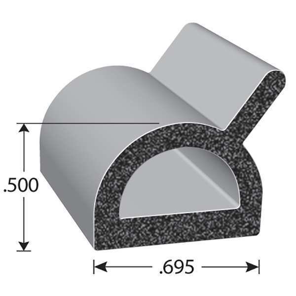 Foam Rubber Seal w/Adhesive Back, 0.5 in, Fairchild, Mfr#: RS1013-50