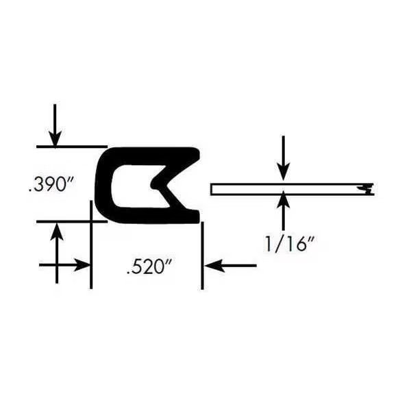 Edge Grip Seal, PVC, 50 ft Length, 0.39 in Overall Width, Style: Edge Trim, Fairchild, Mfr#: 0317-50