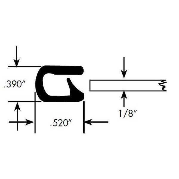 Edge Grip Seal, PVC, 50 ft Length, 0.39 in Overall Width, Style: Edge Trim, Fairchild, Mfr#: 0334-50