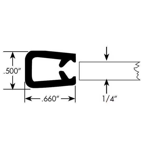 Edge Grip Seal, PVC, 10 ft Length, 0.5 in Overall Width, Style: Edge Trim, Fairchild, Mfr#: 0343-10