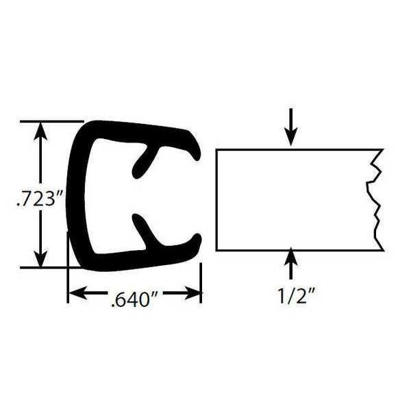 Edge Grip Seal, PVC, 50 ft Length, 0.723 in Overall Width, Style: Edge Trim, Fairchild, Mfr#: 0349-150