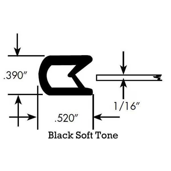 Edge Grip Seal, PVC, 50 ft Length, 0.39 in Overall Width, Style: Edge Trim, Fairchild, Mfr#: 1584-50