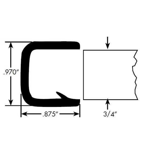 Edge Grip Seal, PVC, 50 ft Length, 0.97 in Overall Width, Style: Edge Trim, Fairchild, Mfr#: 1838-50