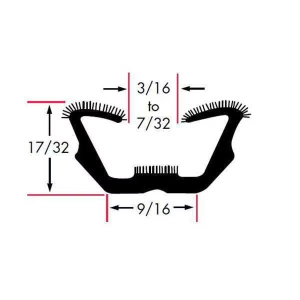 Edge Grip Seal, EPDM, 8 ft Length, 0.563 in Overall Width, Style: Window Channel, Fairchild, Mfr#: 0634-8