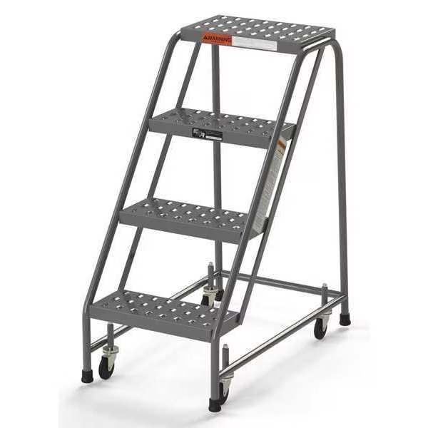 Industrial Rolling Ladder, 4 Steps, 16"W Perforated Tread, No Handrails, 450 lbs. Capacity, Ega, Mfr#: B4020SU