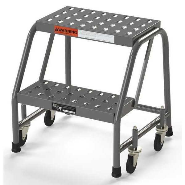 Industrial Step Stool, 2 Steps, 16"W Perforated Tread, No Handrails 450 lbs. Capacity, Ega, Mfr#: B2020SU