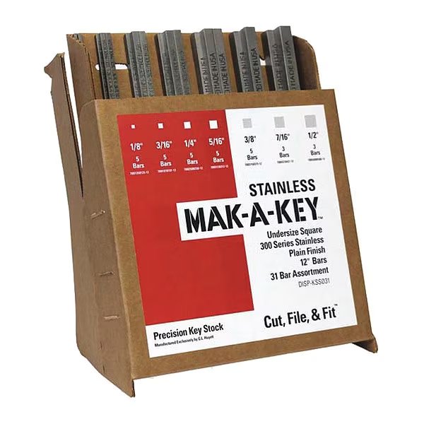 Undersized Key Stock Assortment, Stainless Steel, Mak-A-Key, Mfr#: DISP-KSS031