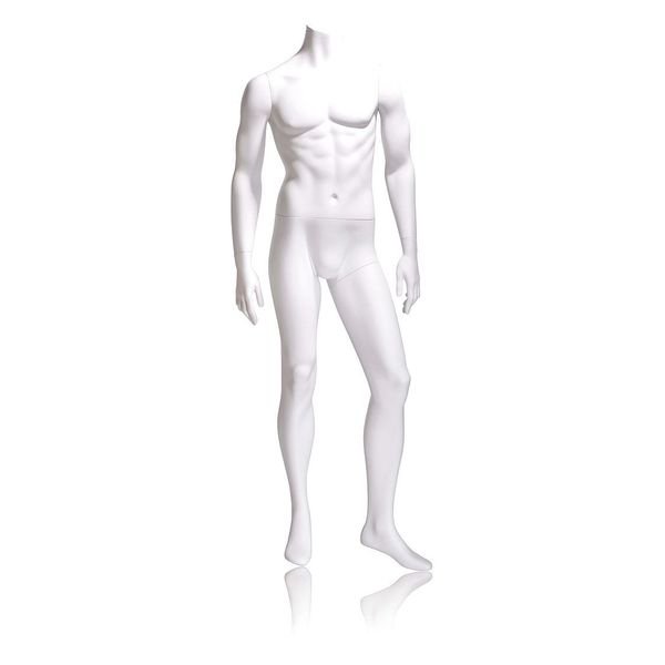 Mondo Mannequins Gene White Male Headless Mannequin, Pose 2 W/ base, Econoco, Mfr#: GEN-2-HL