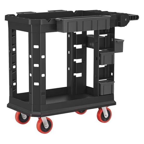 Heavy Duty Utility Cart, Plastic, 2 Shelves, 500 lb., Suncast Commercial, Mfr#: PUCHD1937