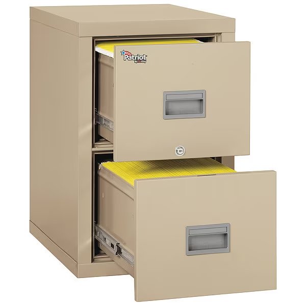17-3/4" W 2 Drawer File Cabinet, Parchment, Legal/Letter, Fireking, Mfr#: 2P1825-CPA