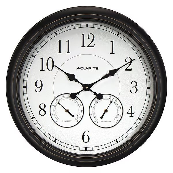 Weathered Black Wall Clock W/ Thermometer and Hygrometer, 24", Acurite, Mfr#: 75473M