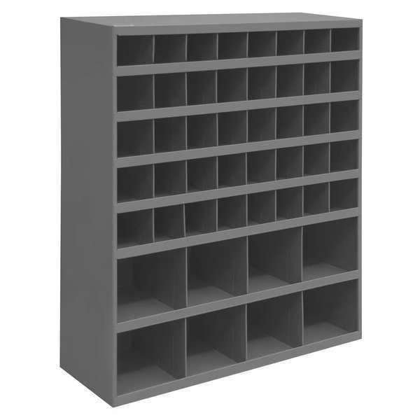 Prime Cold Rolled Steel Pigeonhole Bin Unit, 12 in D x 42 in H x 33 3/4 in W, 7 Shelves, Gray, Durham Mfg, Mfr#: 399-95