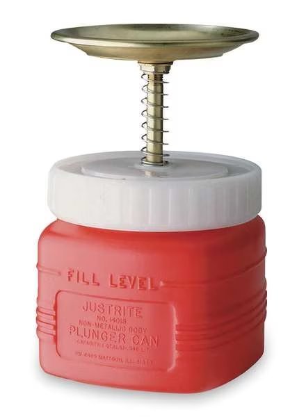 Plunger Can, 1 qt., Polyethylene, Red, Justrite, Mfr#: 14018