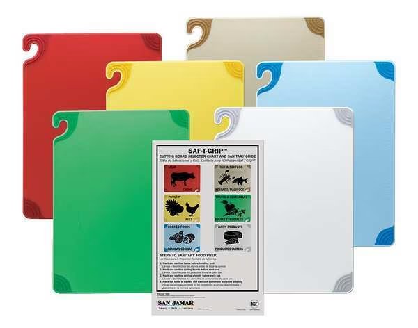 Cutting Board Set, 12x18, 6 Boards, San Jamar, Mfr#: CBG1218KCGR