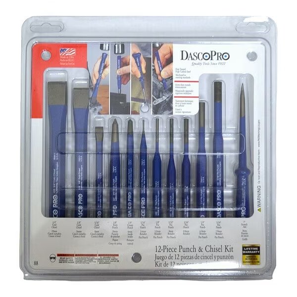Punch & Chisel Kit, 12 Piece, Dasco Pro, Mfr#: 88
