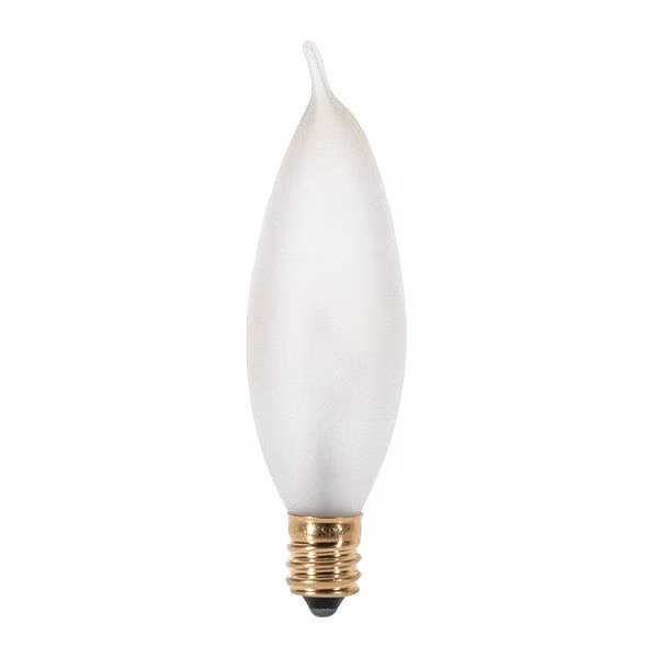 25 W CA8 Incandescent - Frost - 2500 Hours - 200L - Candelabra Base - 130V, Satco, Mfr#: A3678