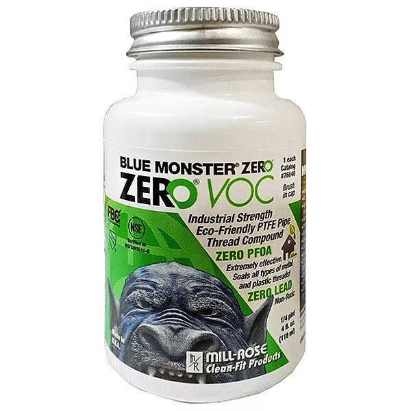 Pipe Thread Sealant Brush-Top Can, Zero VOC, White, Blue Monster, Mfr#: 76044
