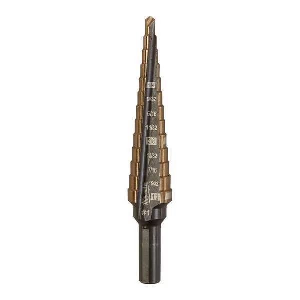1/8 in. - 1/2 in. #1 Cobalt Step Drill Bit, Milwaukee Tool, Mfr#: 48-89-9281