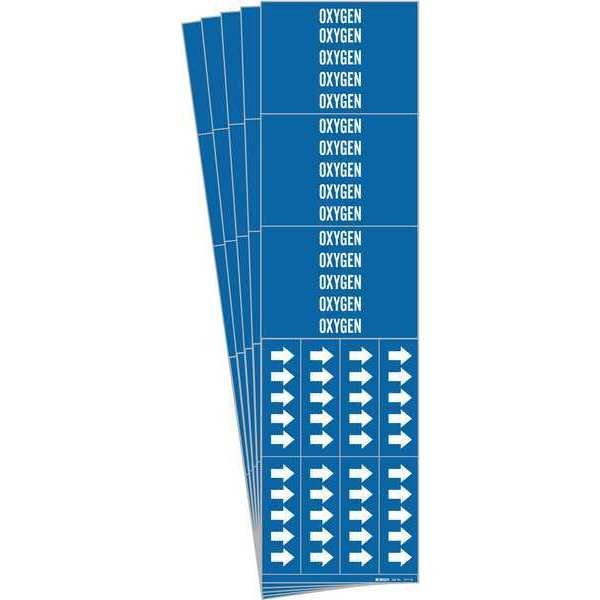 Pipe Marker, Adhesive, White, Oxygen, PK5, 7211-3C-PK, Brady, Mfr#: 7211-3C-PK