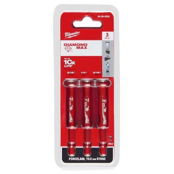 3 pc. DIAMOND MAX Diamond Grit Hole Saw, Milwaukee Tool, Mfr#: 49-56-0500
