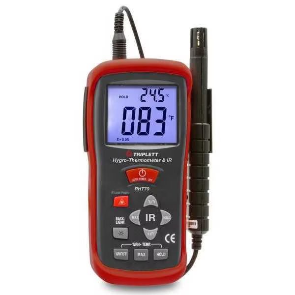 Hygro Thermometer with Remote Probe/IR, Triplett, Mfr#: RHT70