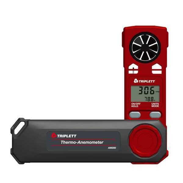 Anemometer, 216 to 3,936fpm, 35 to 122F, Triplett, Mfr#: AM200