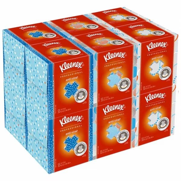 Anti-Viral, 3 Ply Facial Tissue, 12 Boxes, 55 Sheets per Box, Kimberly-Clark Professional, Mfr#: 21286