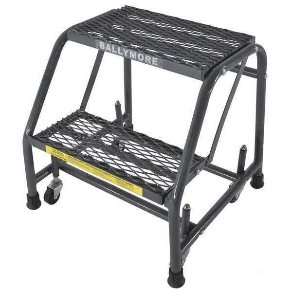 19 in H Steel Rolling Ladder, 2 Steps, 450 lb Load Capacity, Ballymore, Mfr#: 218X