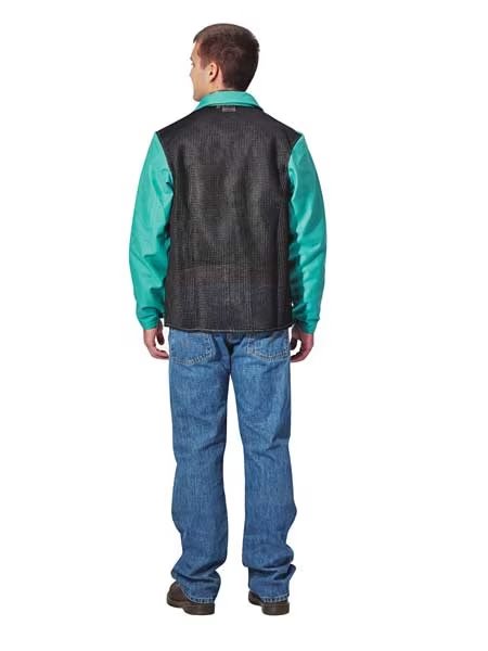 Welding Jacket, Green, Sateen w/Cane Back and Kevlar Thread, 2XL, Karewear, Mfr#: 804GRCN2XL