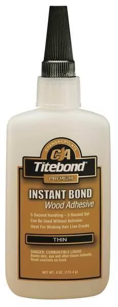 Instant Wood Adhesive, Thin, 4 oz, Clear, Titebond, Mfr#: 6202