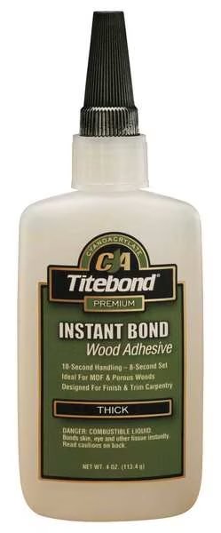 Wood Glue, Instant Bond Series, Clear, 4 oz, Bottle, Titebond, Mfr#: 6222