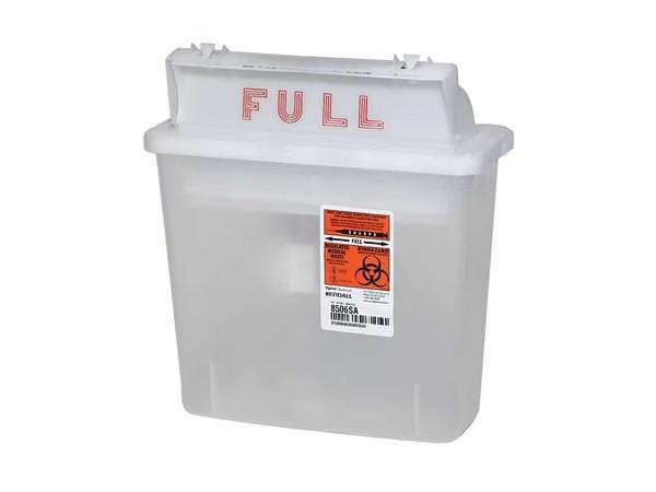Sharps Container, 1-1/4 Gal., Clear, PK5, Covidien, Mfr#: SSSS100506
