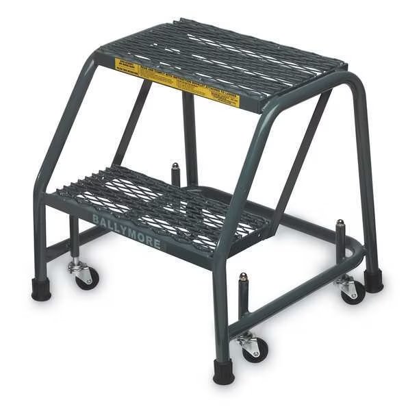 19 in H Steel Rolling Ladder, 2 Steps, 450 lb Load Capacity, Ballymore, Mfr#: 218XSU