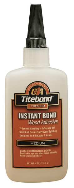 Instant Adhesive, MIL Spec A46050C Type II, Class 3, 4 oz, Clear, Titebond, Mfr#: 6212