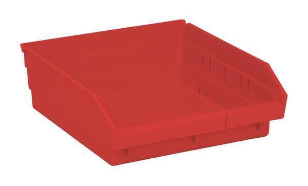 Shelf Storage Bin, Polypropylene, 11 1/8 in W, 4 in H, 11 5/8 in L, Red, Quantum Storage Systems, Mfr#: QSB109RD