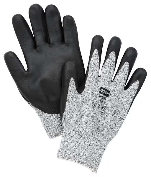 Cut Resistant Coated Gloves, 2 Cut Level, Black/White, M, Honeywell, Mfr#: NFD15B/8M