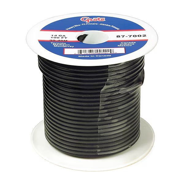 Primary Wire, 12 Gauge, Black, 25 ft. Spool, Grote, Mfr#: 89-6002