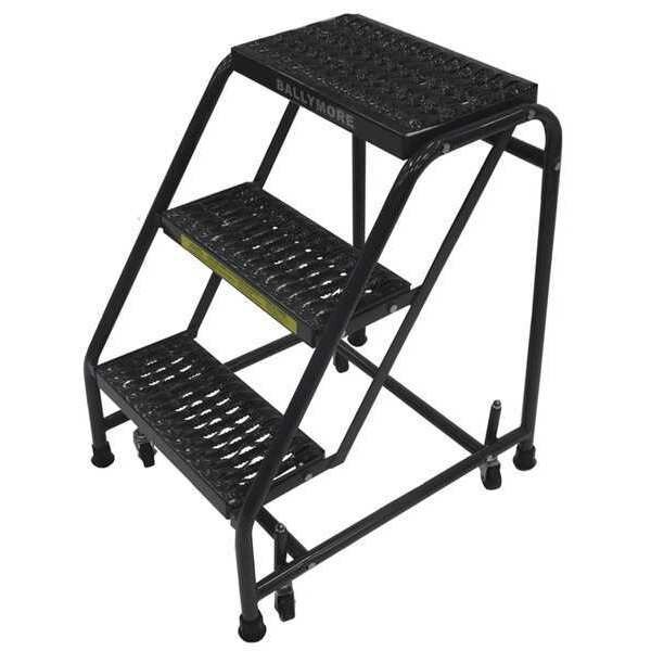 28 1/2 in H Steel Rolling Ladder, 3 Steps, 450 lb Load Capacity, Ballymore, Mfr#: 318G