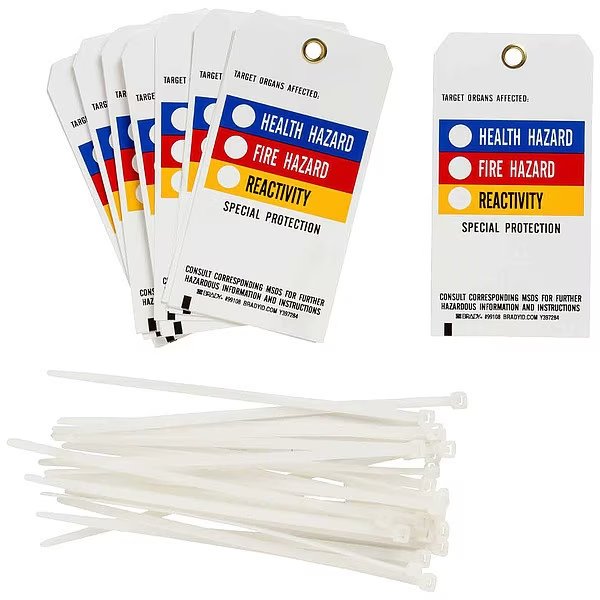 Tag, Polyester, Chemical Hazard, PK25, Brady, Mfr#: 99108