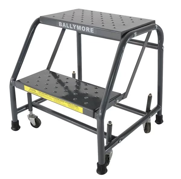 19 in H Steel Rolling Ladder, 2 Steps, 450 lb Load Capacity, Ballymore, Mfr#: 218PSU