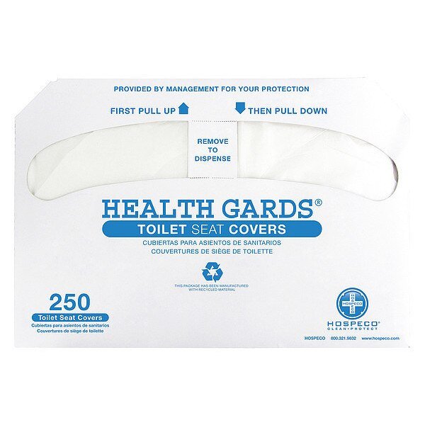 Toilet Seat Cover, Half Fold, White, 250 Sheets, Hospeco, Mfr#: HG-5000