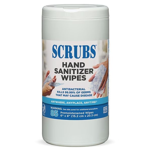 Hand Sanitizing Wipes, 6 x 8", 85 Wipes, Scrubs, Mfr#: 90985