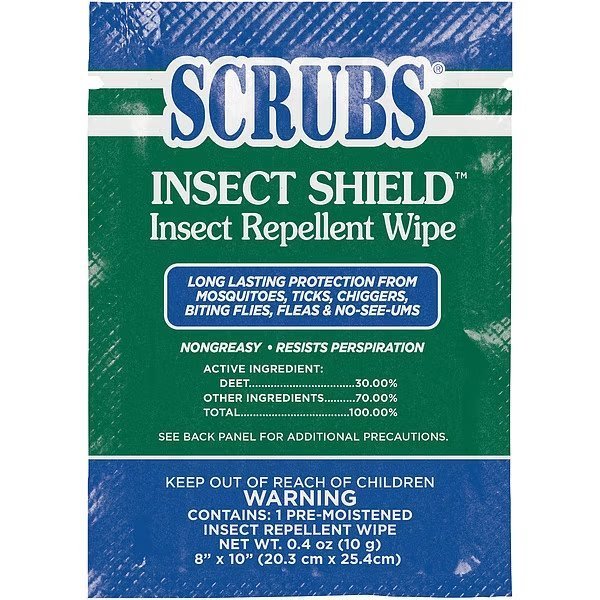 Insect Repellent, Wipes, PK100, Scrubs, Mfr#: 91401